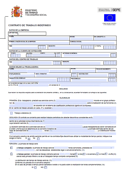 Contrato Laboral Indefinido